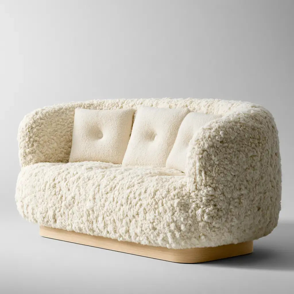 Craftandcrux beige sofa with rounded arms and textured upholstery, showcasing modern comfort and stylish design.